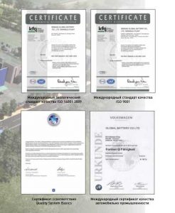 Сертификаты компании