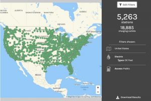 Станции зарядки электромобилей по данным Министерства энергетики США